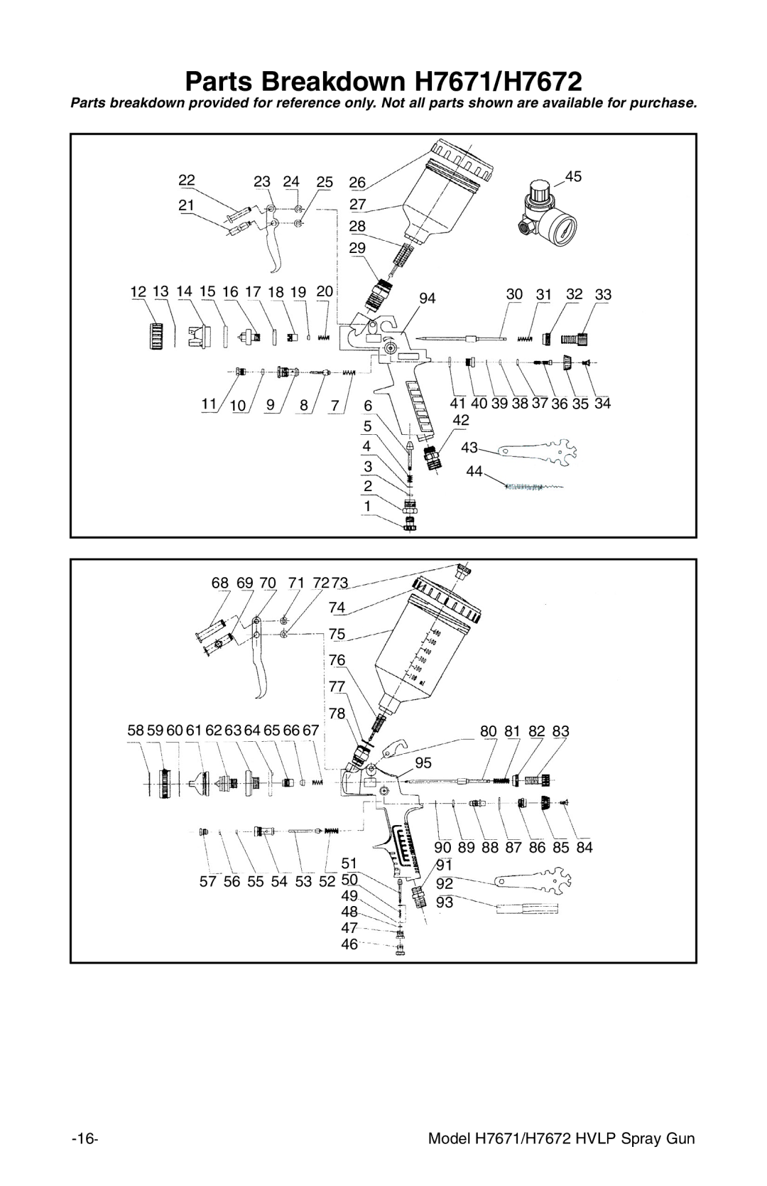 Grizzly instruction manual Parts Breakdown H7671/H7672 