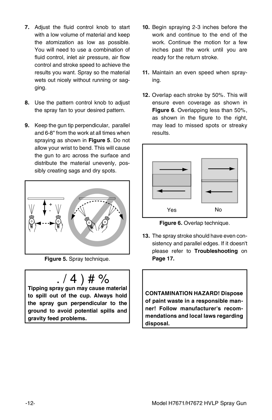 Grizzly H7671 H7672 instruction manual Spray technique YesNo 