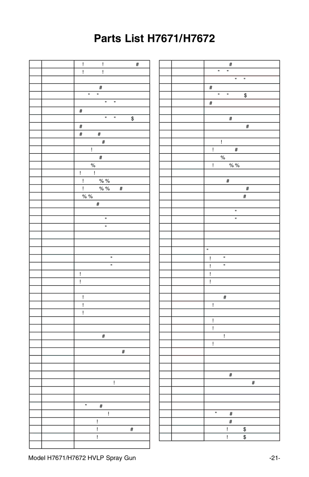 Grizzly H7671 H7672 instruction manual Parts List H7671/H7672, Description 