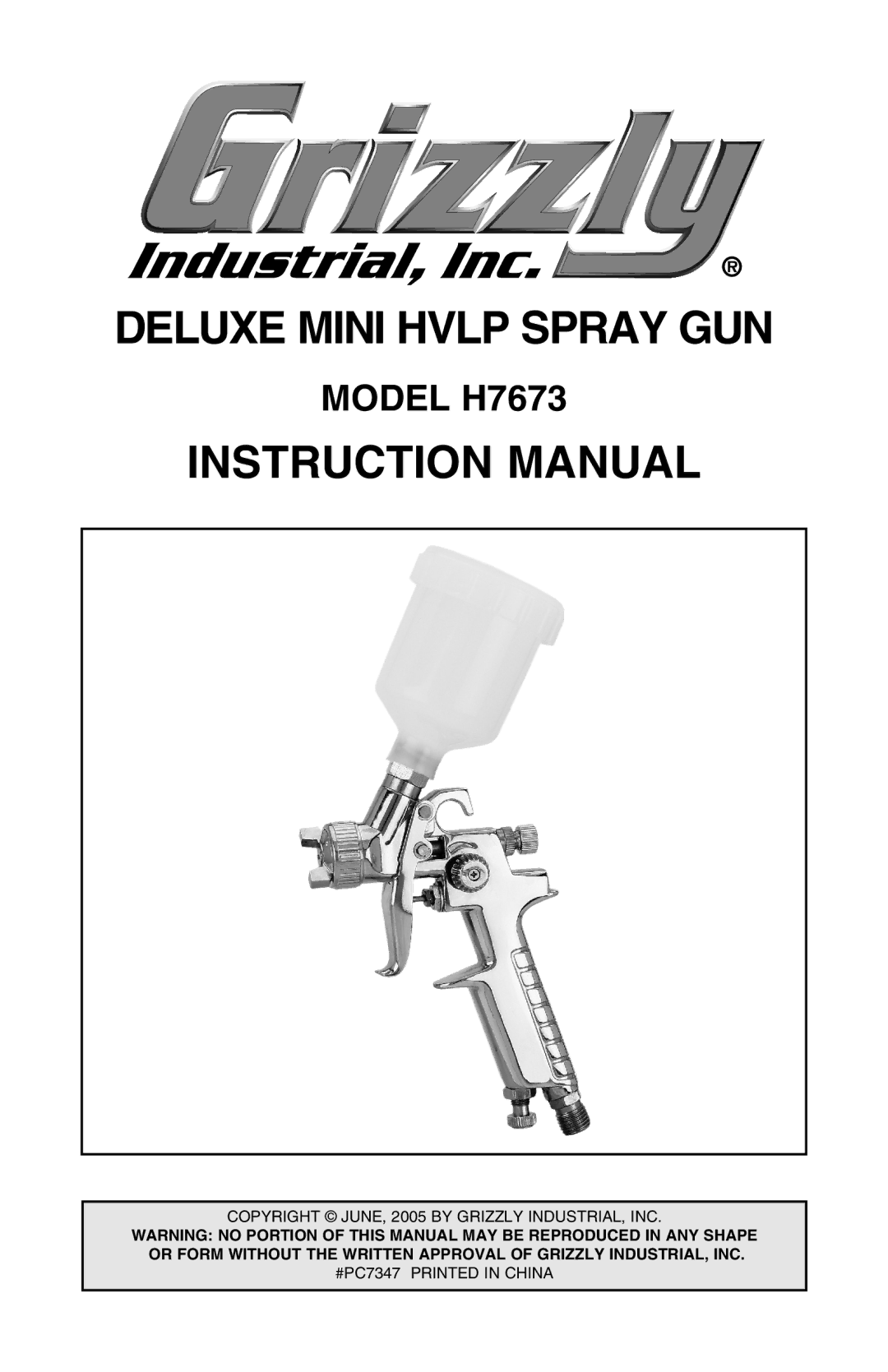 Grizzly H7673 instruction manual Deluxe Mini Hvlp Spray GUN 