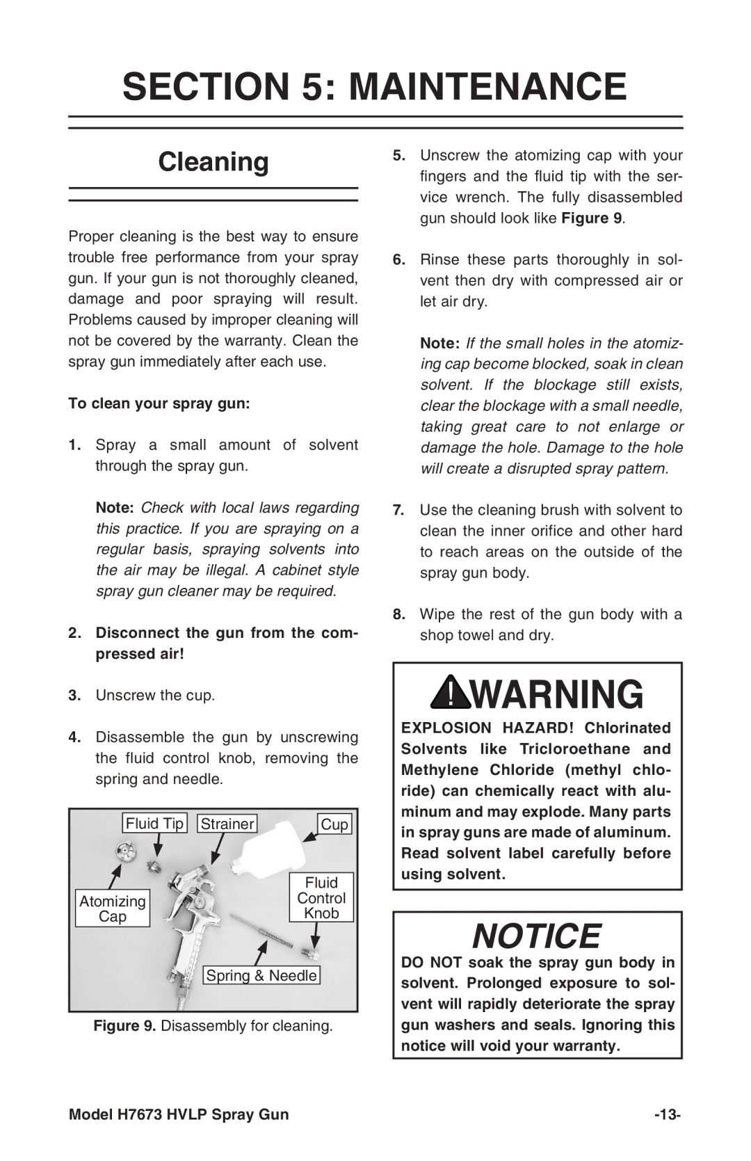 Grizzly H7673 instruction manual Maintenance, Cleaning 