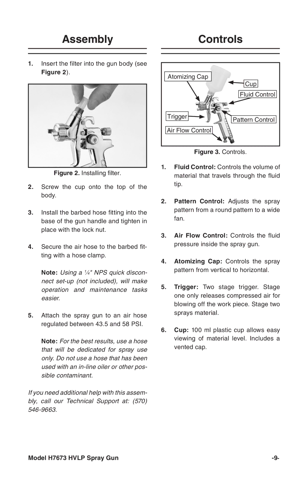 Grizzly H7673 instruction manual AssemblyControls 