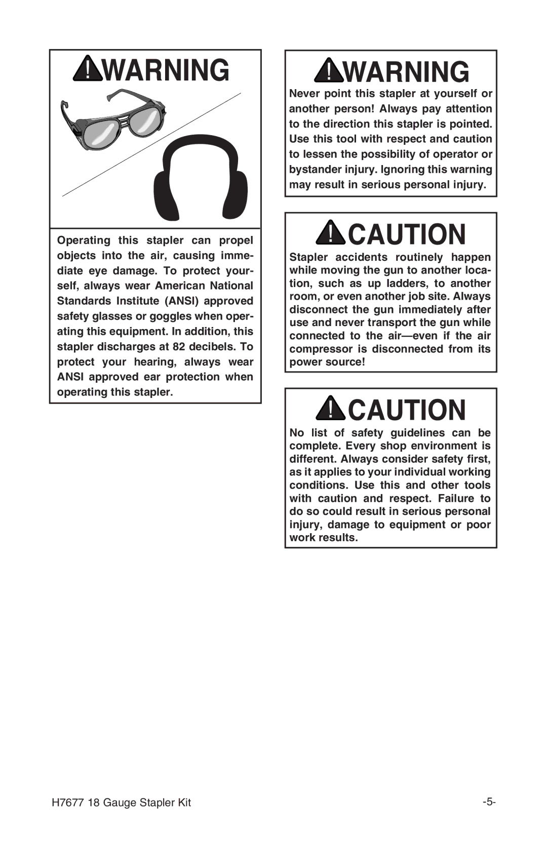 Grizzly instruction manual H7677 18 Gauge Stapler Kit 