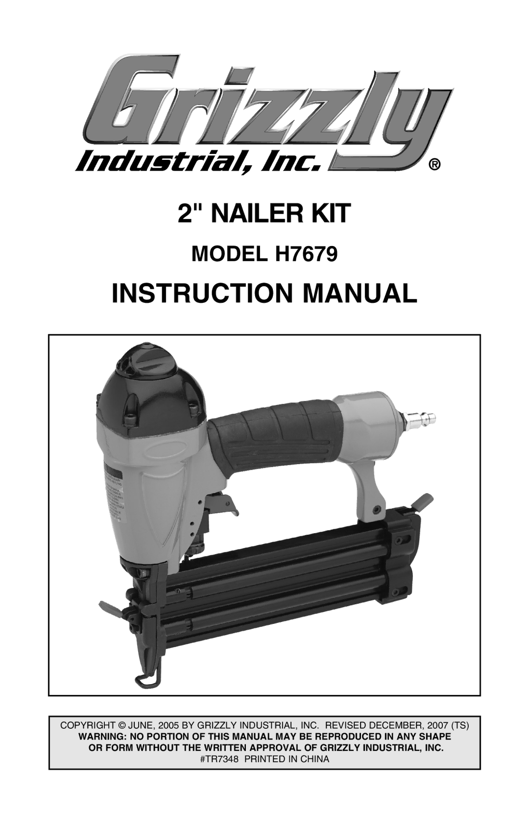 Grizzly H7679 instruction manual Nailer KIT 