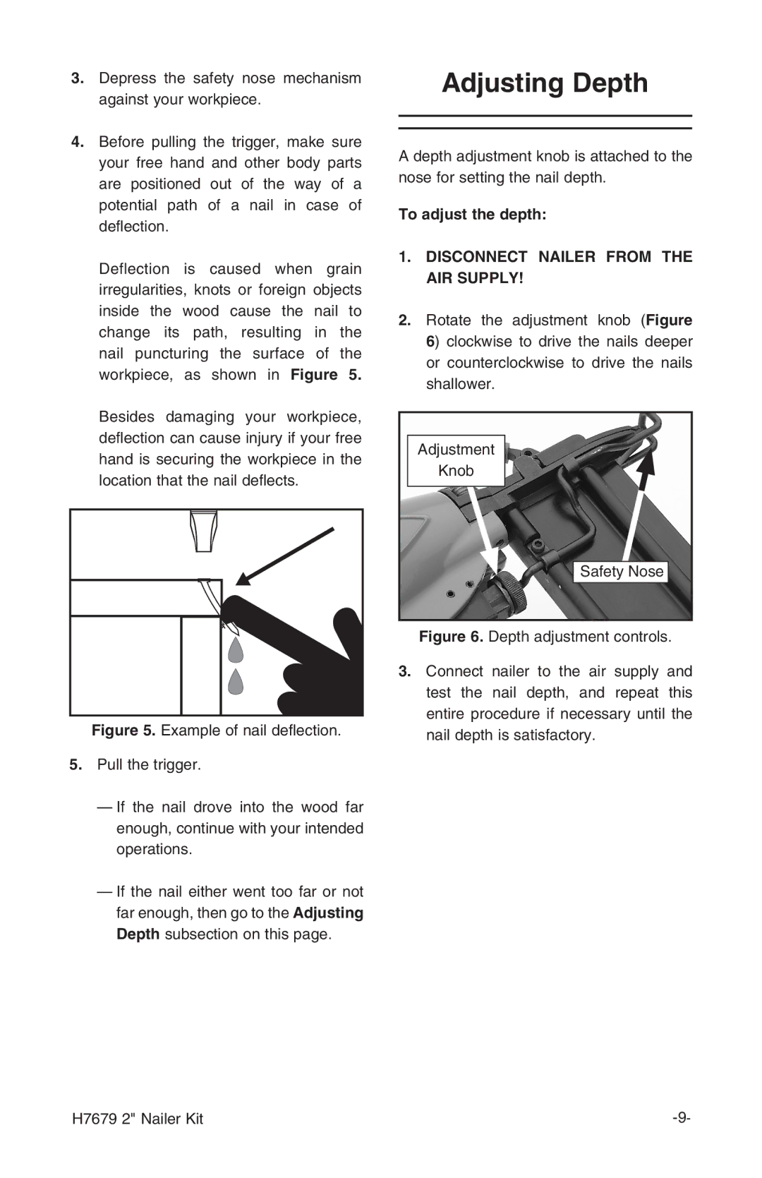 Grizzly H7679 instruction manual Adjusting Depth 