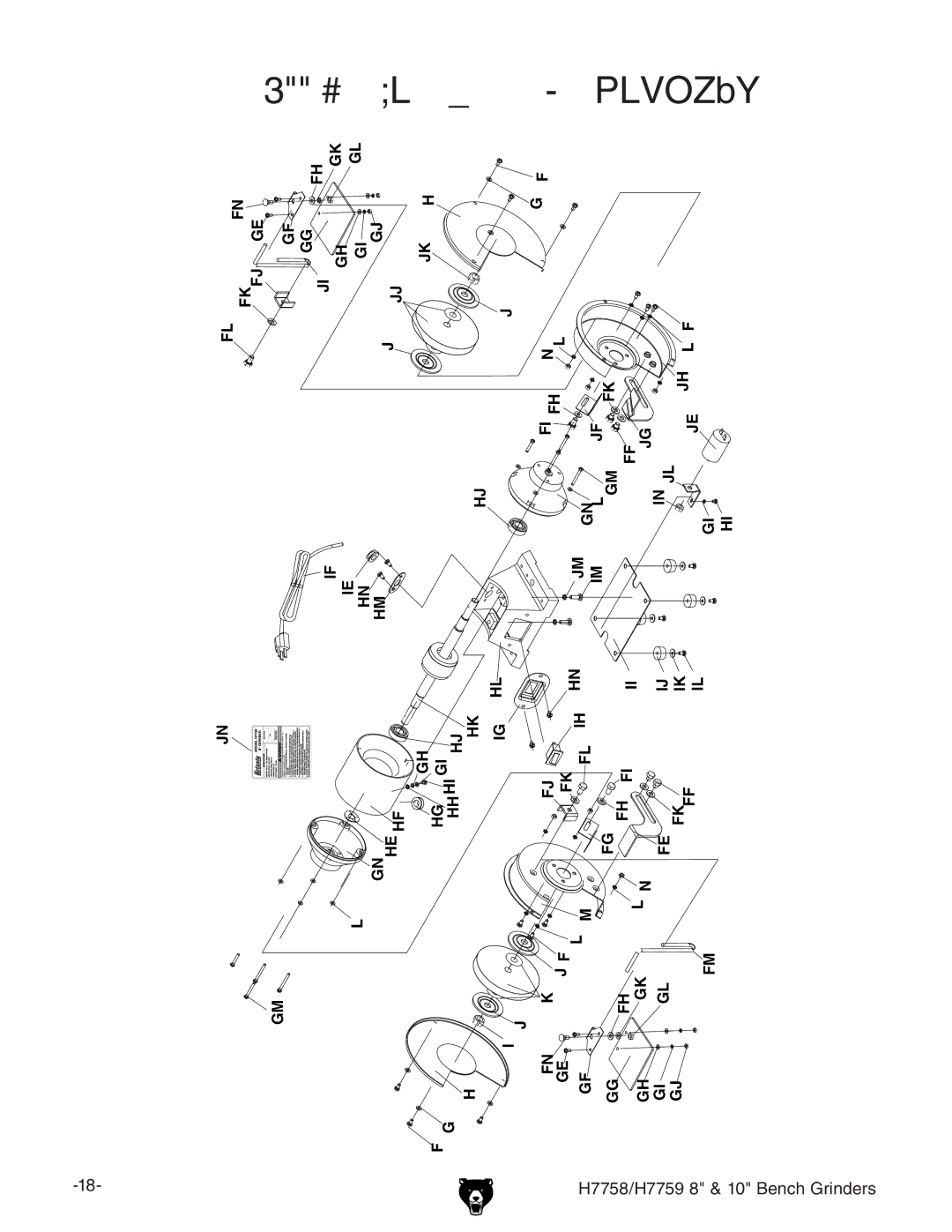 Grizzly H7759 owner manual H7758 Parts Breakdown 