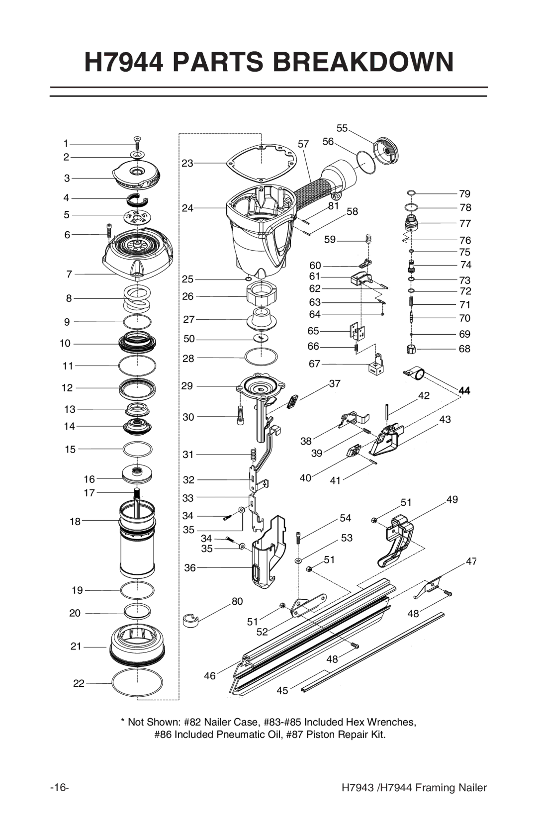 Grizzly H7943/H7944 instruction manual H7944 Parts Breakdown 