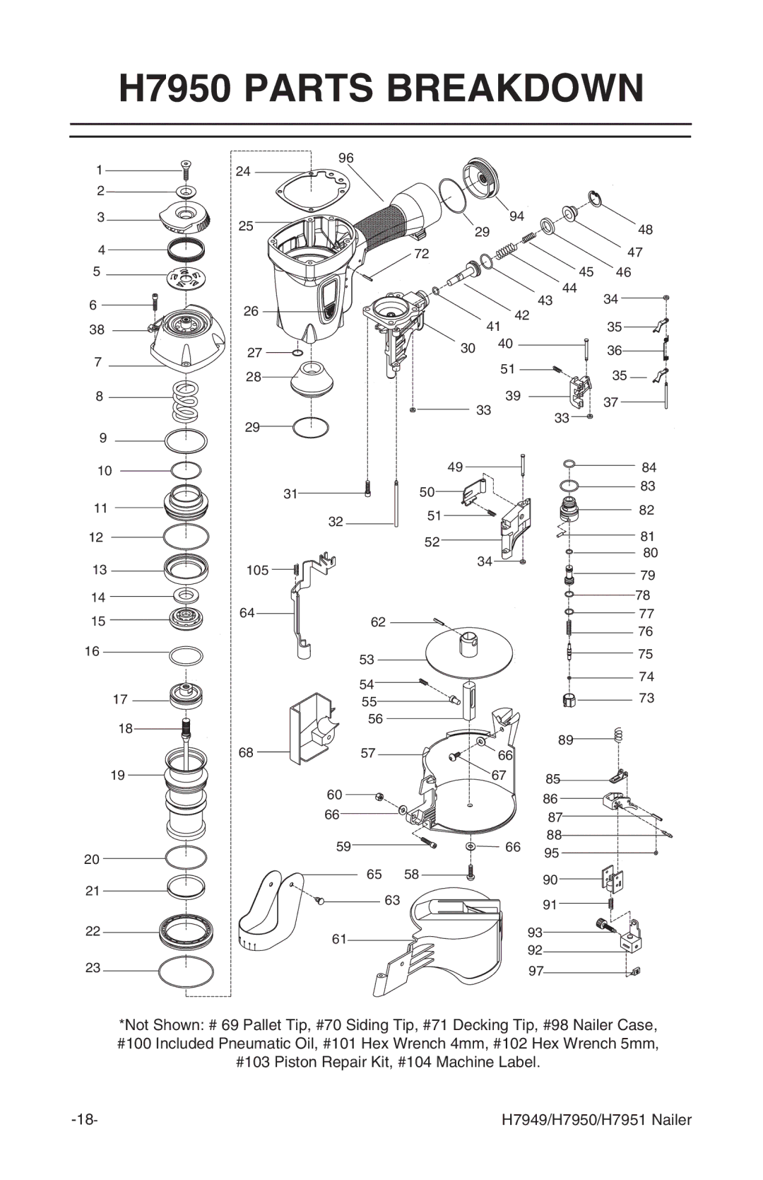 Grizzly H7949 instruction manual H7950 Parts Breakdown 