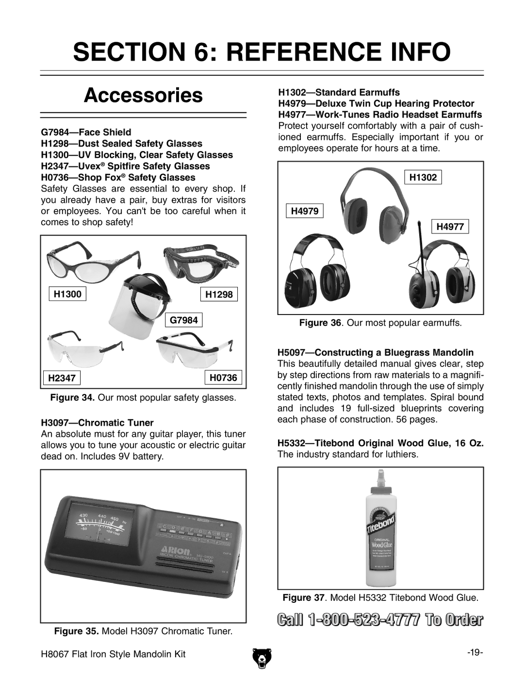 Grizzly H8067 owner manual Reference Info, Accessories 