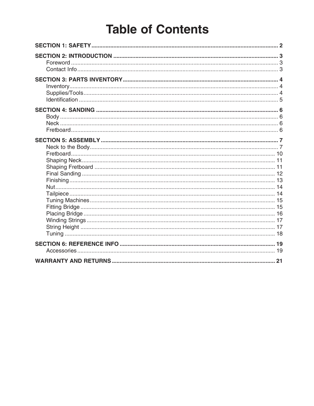 Grizzly H8067 owner manual Table of Contents 