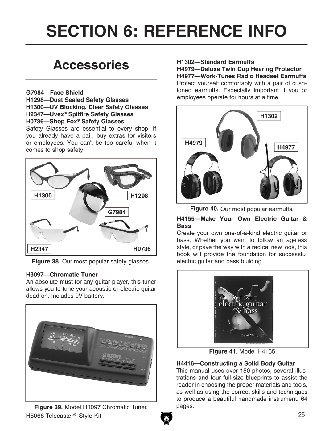 Grizzly H8068 owner manual Reference Info, Accessories 