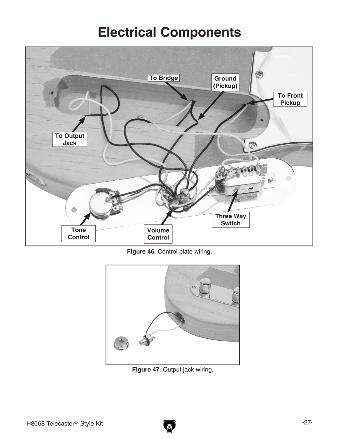 Grizzly H8068 owner manual Electrical Components, To Bridge, Pickup 