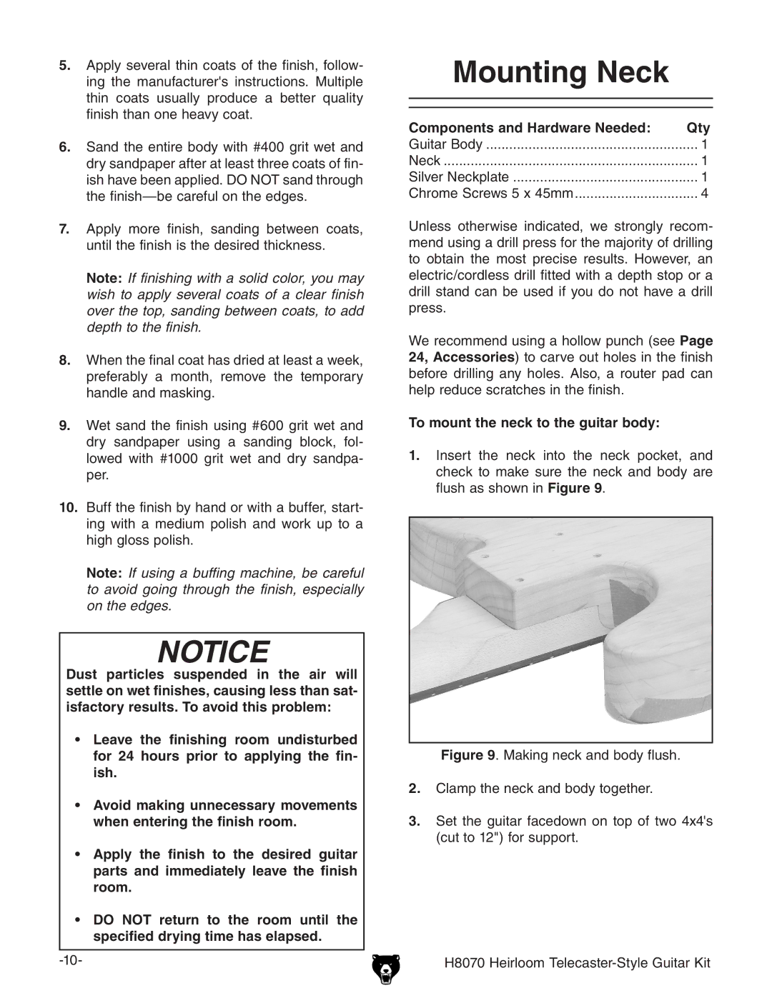 Grizzly H8070 owner manual 