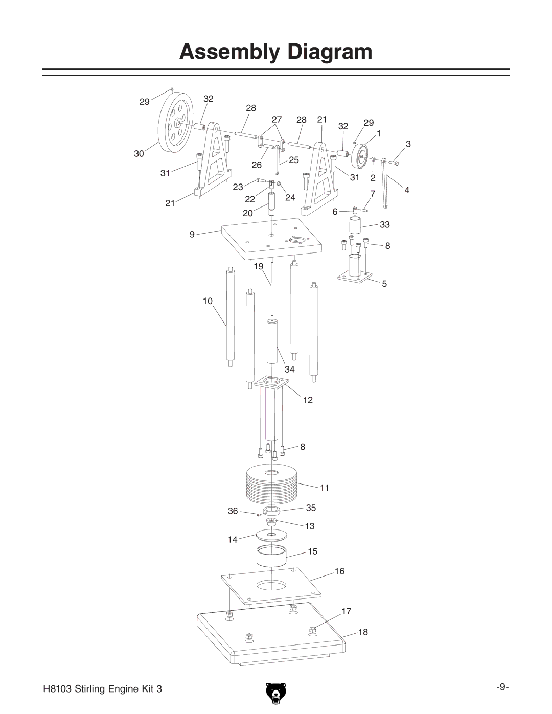 Grizzly H8103 owner manual Assembly Diagram 