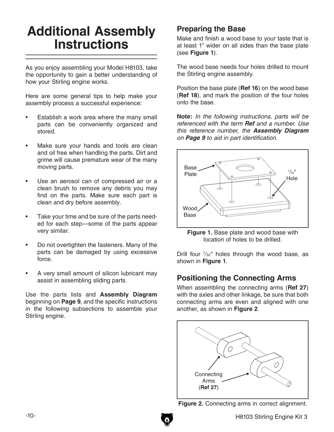 Grizzly H8103 owner manual Additional Assembly Instructions, Preparing the Base 