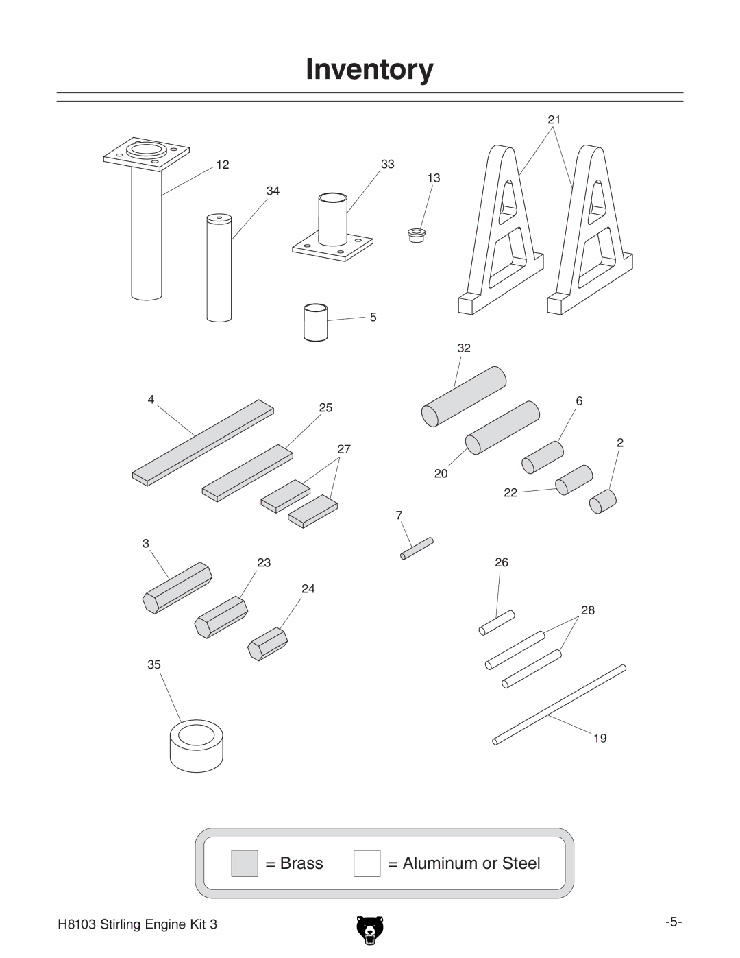 Grizzly H8103 owner manual Inventory 