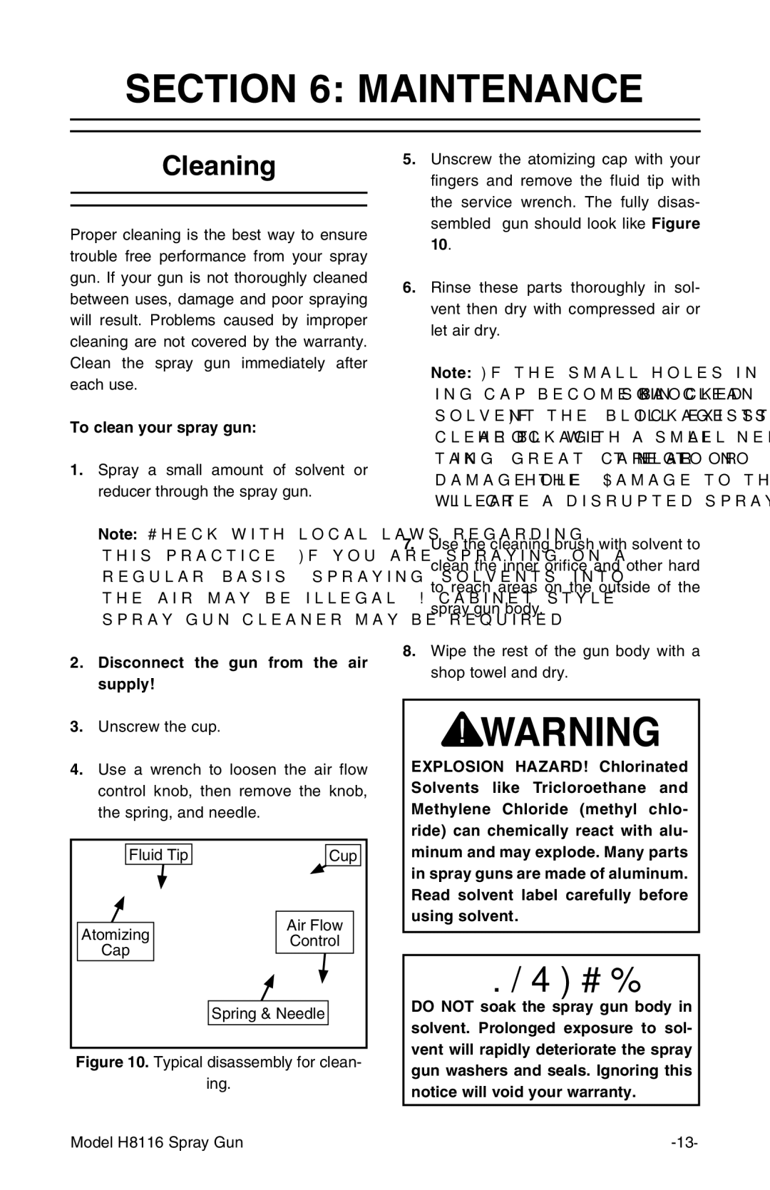 Grizzly H8116 owner manual Maintenance, Cleaning 