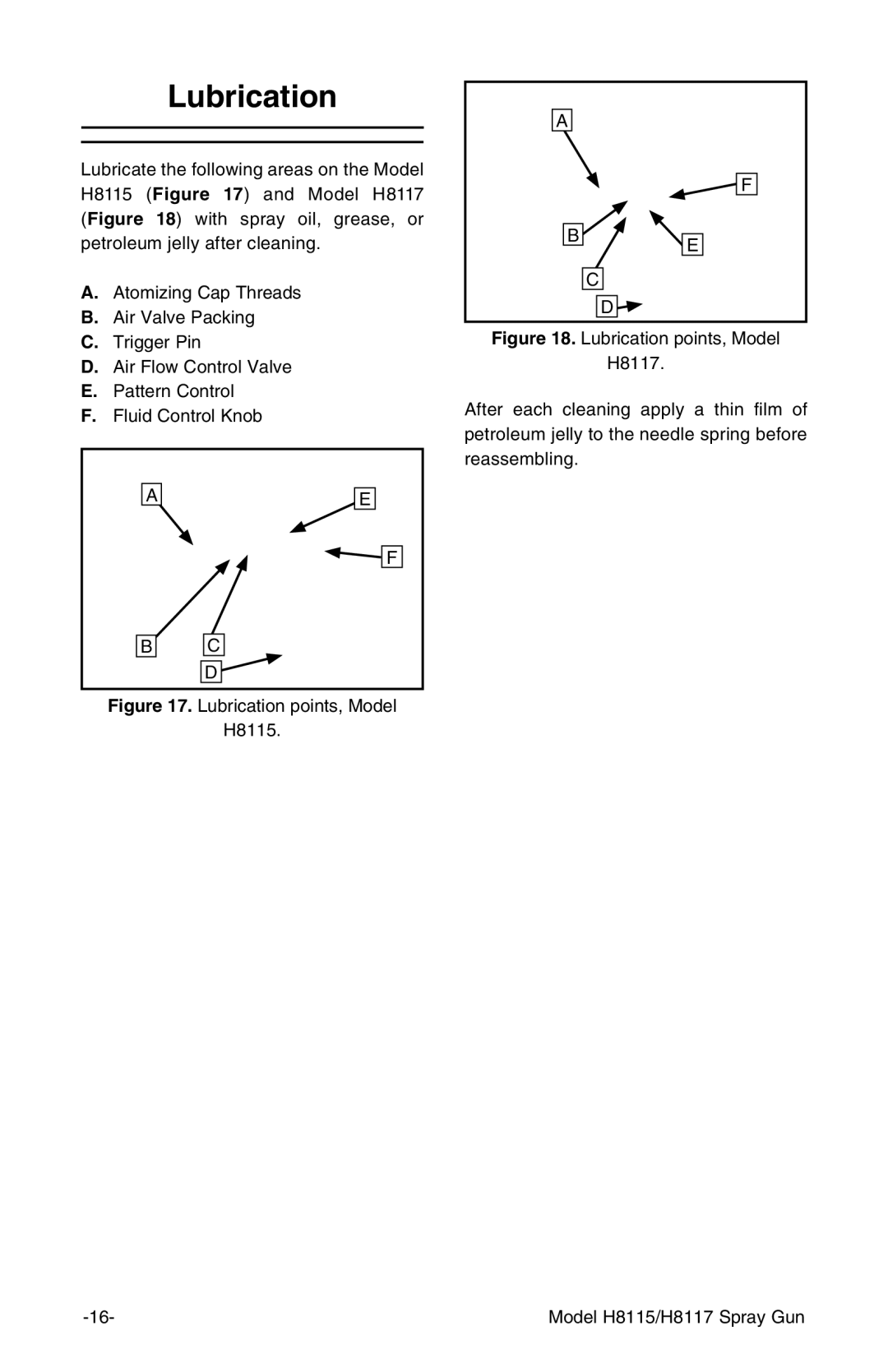 Grizzly H8117 owner manual Lubrication points, Model H8115 