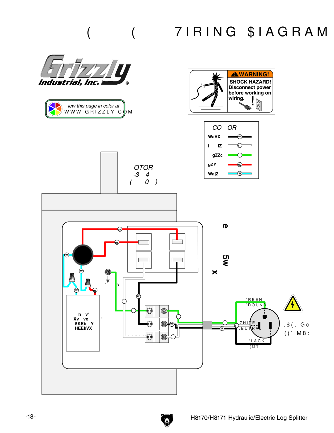 Grizzly owner manual H8170/H8171 Wiring Diagram 