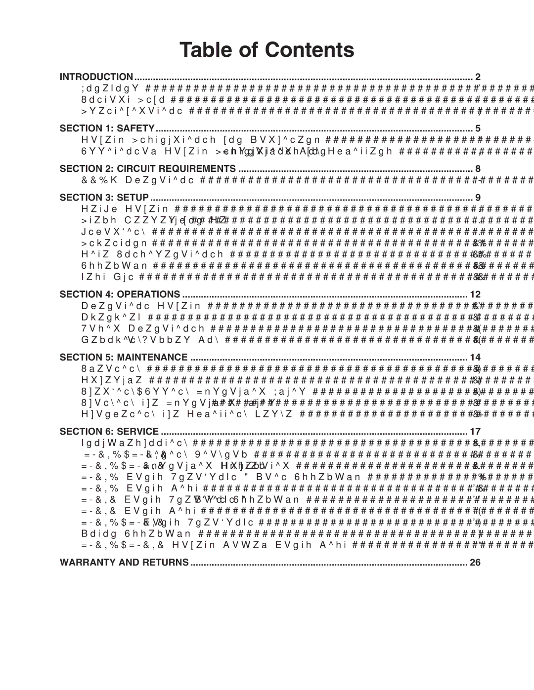 Grizzly H8170/H8171 owner manual Table of Contents 