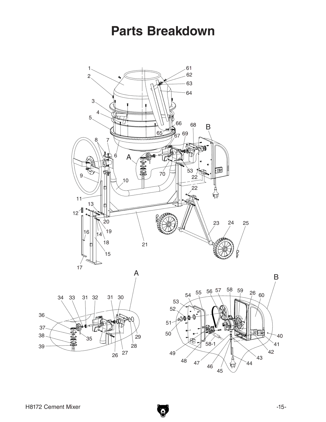 Grizzly H8172 owner manual Parts Breakdown 