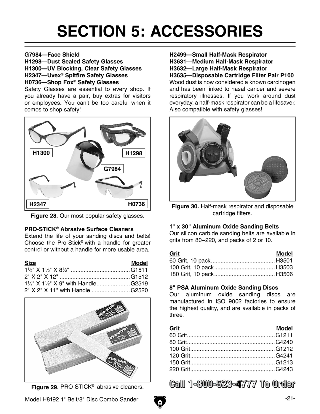 Grizzly H8192 owner manual Accessories 