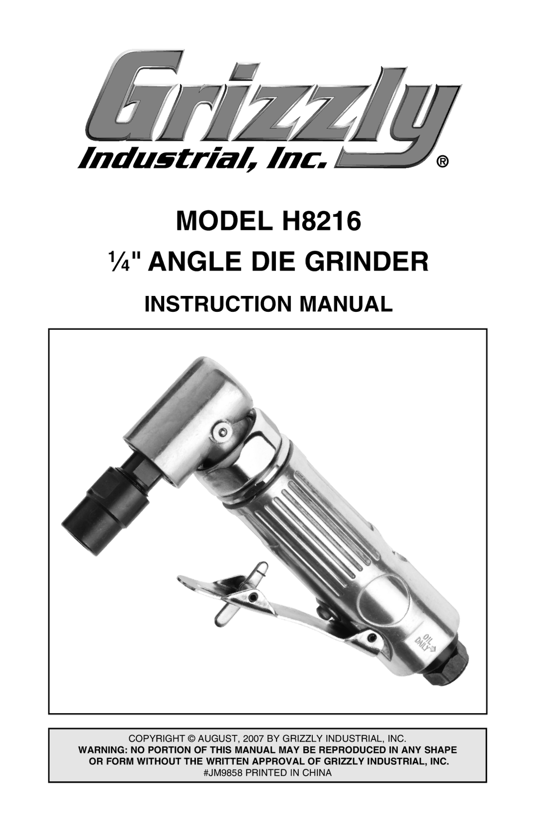 Grizzly instruction manual Model H8216 ⁄4 Angle DIE Grinder 