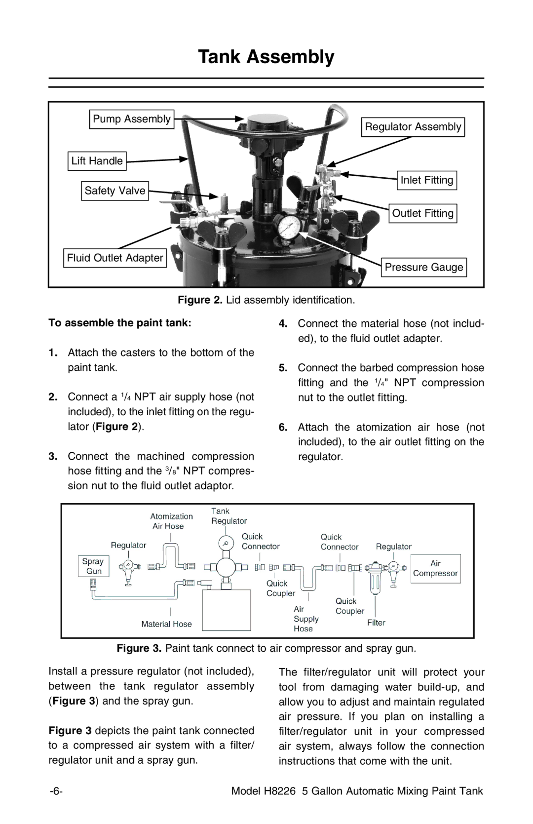 Grizzly H8226 instruction manual Tank Assembly, To assemble the paint tank 