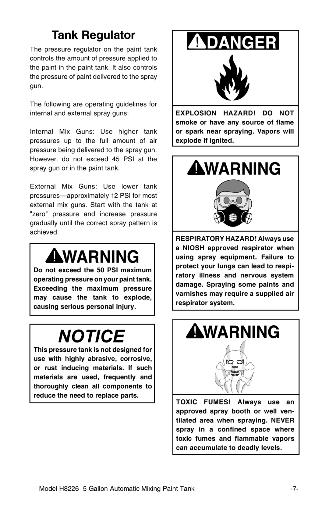 Grizzly H8226 instruction manual Tank Regulator 