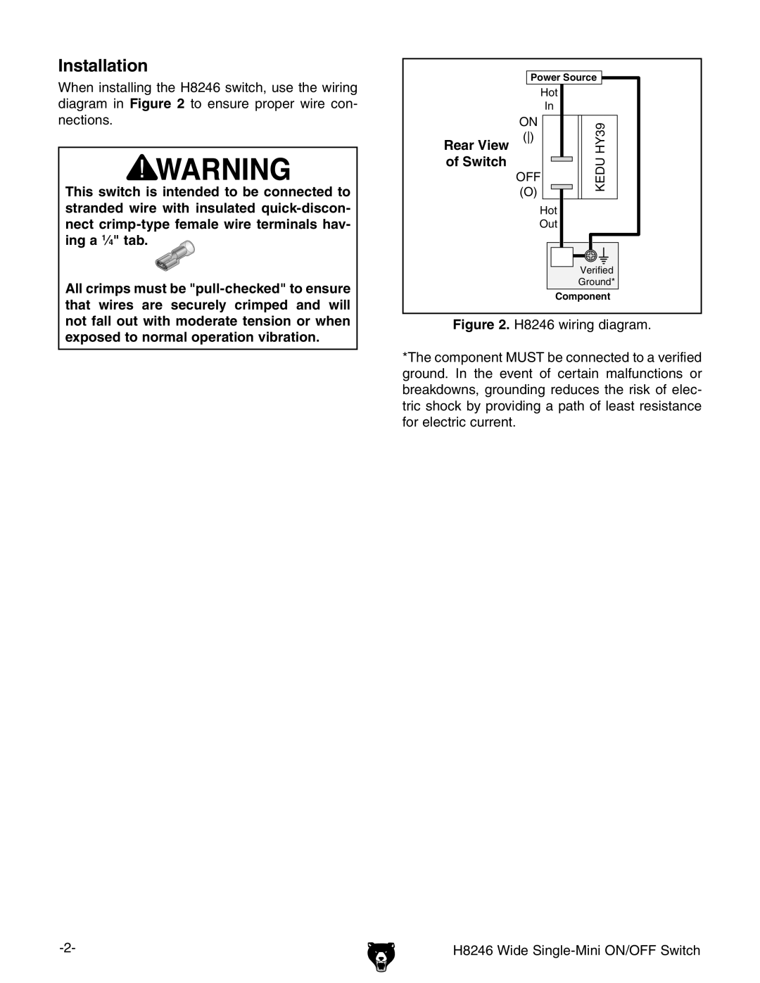 Grizzly H8246 specifications Installation 