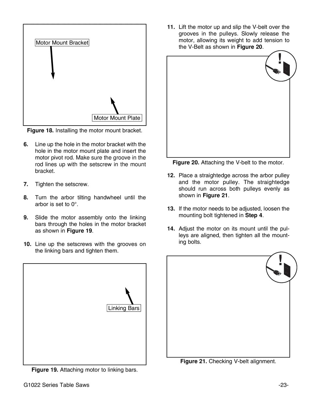 Grizzly Model G1022proz instruction manual Checking V-belt alignment 