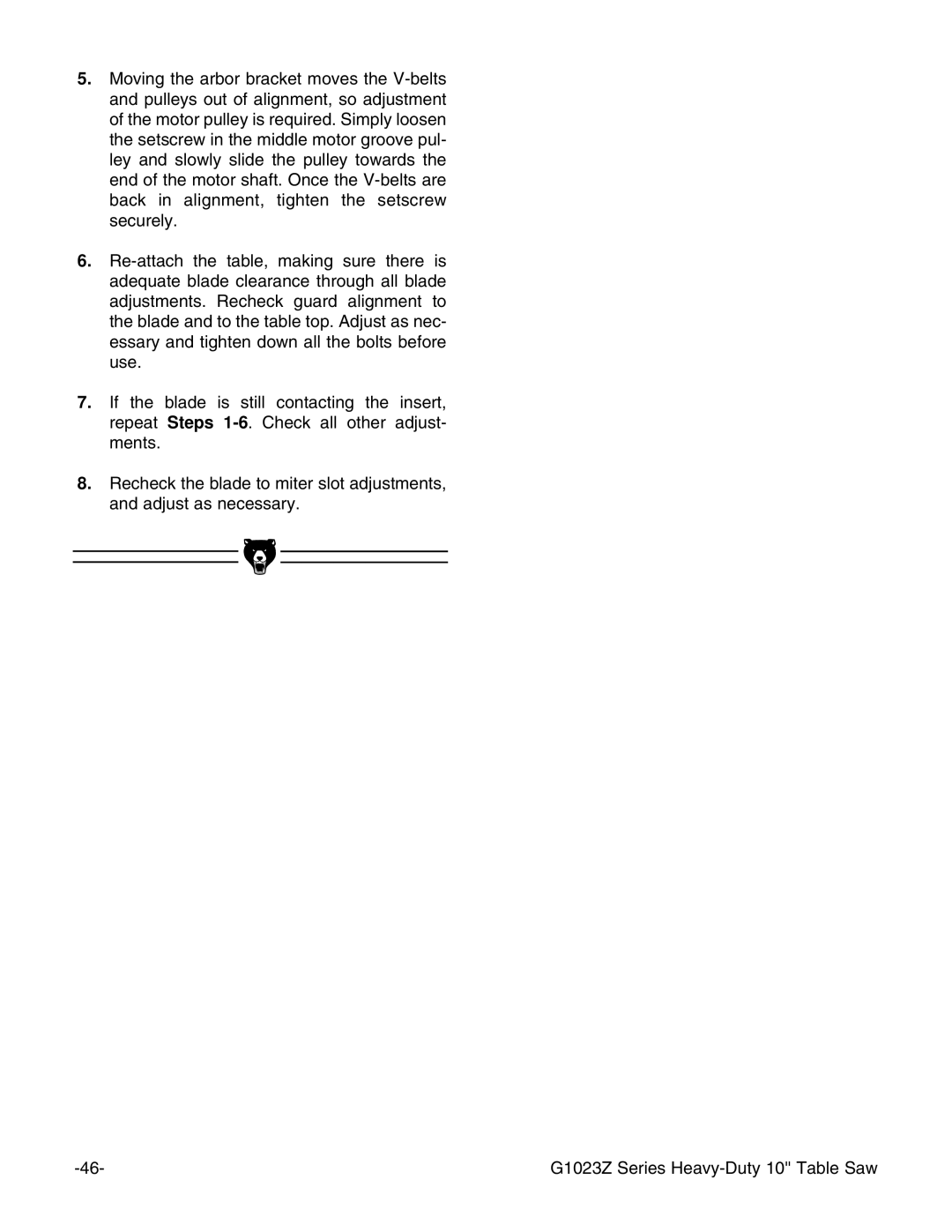 Grizzly Model G1023zx3 instruction manual 