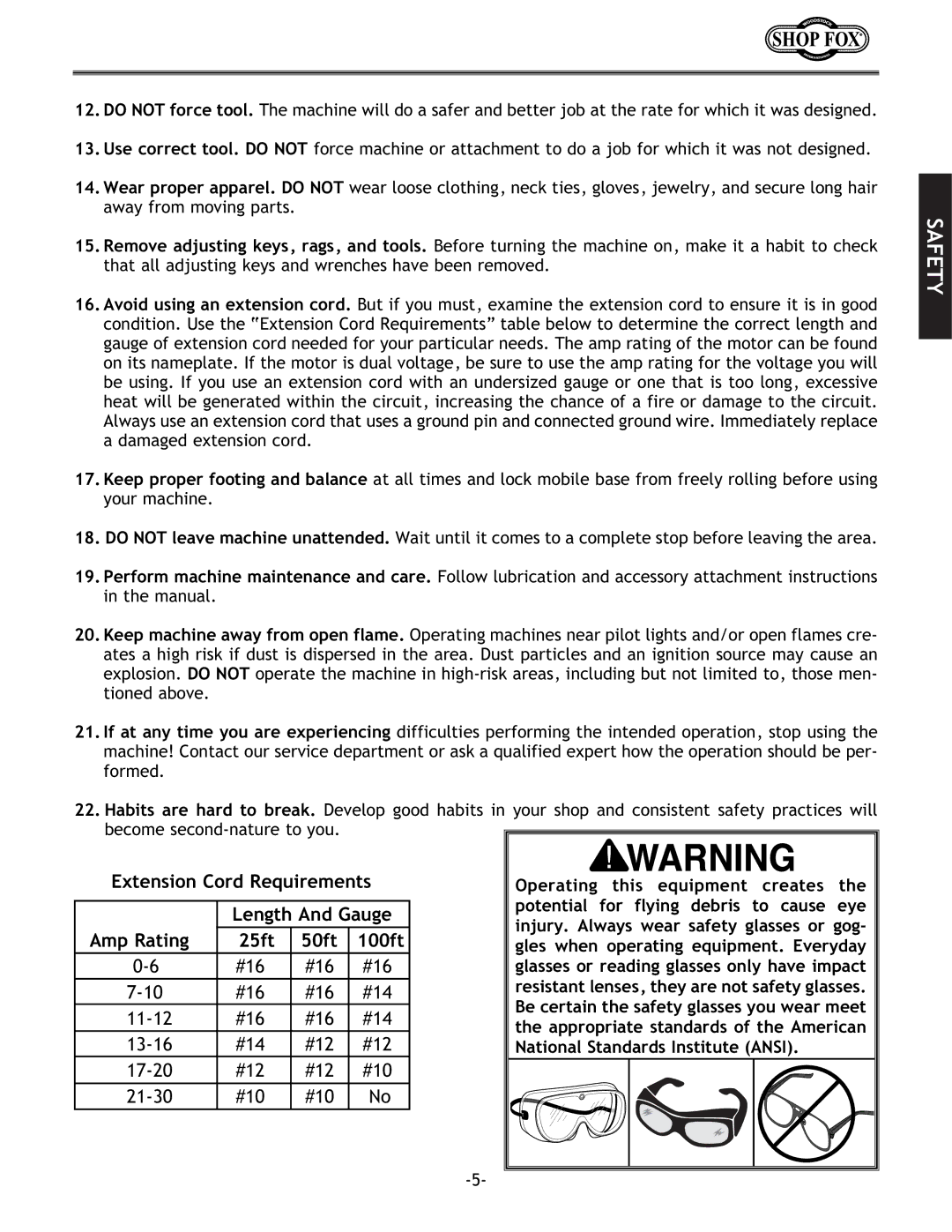 Grizzly Model H5698 instruction manual Operating this equipment creates, Potential for flying debris to cause eye 