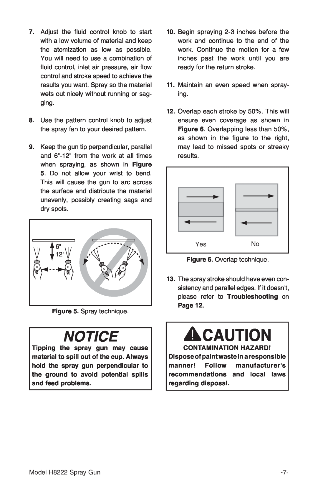 Grizzly Model H8222 instruction manual Page, Contamination Hazard 