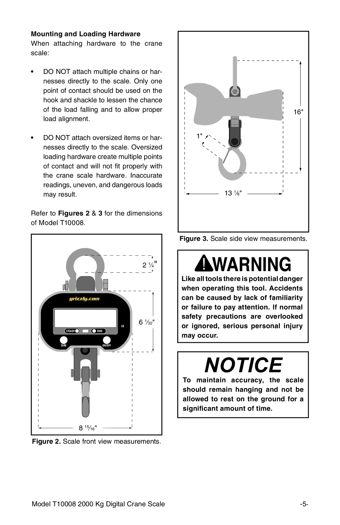 Grizzly T10008 owner manual Scale side view measurements 15⁄16 ⁄32 