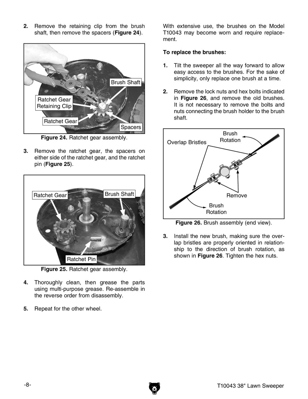 Grizzly T10043 instruction sheet To replace the brushes 