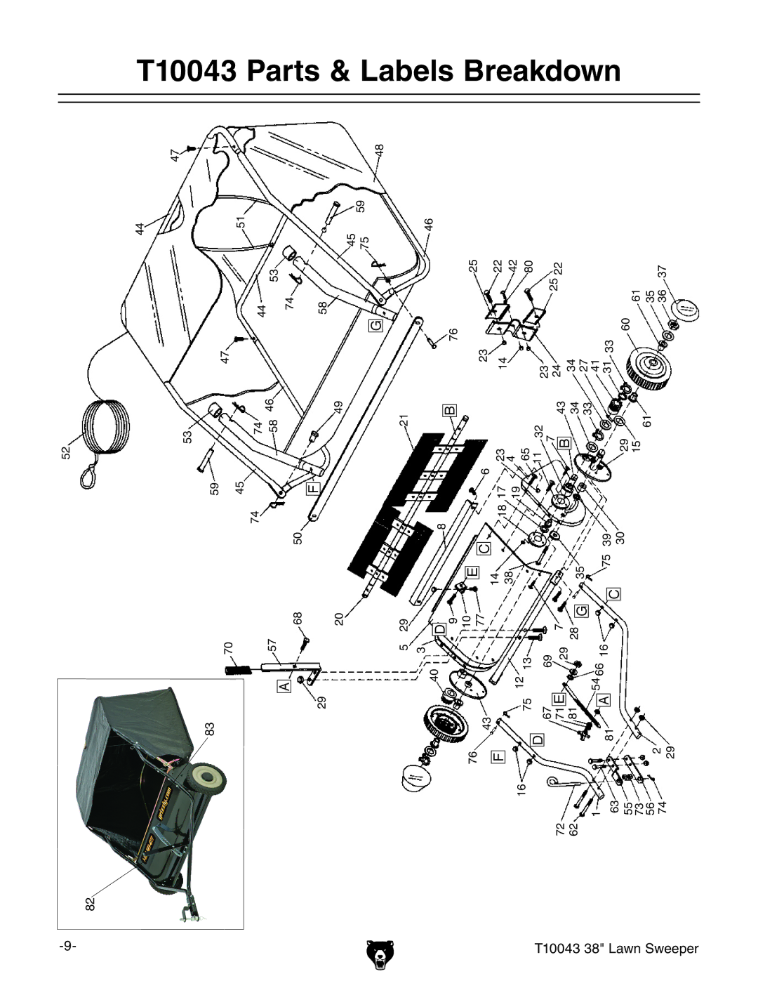 Grizzly T10043 instruction sheet 