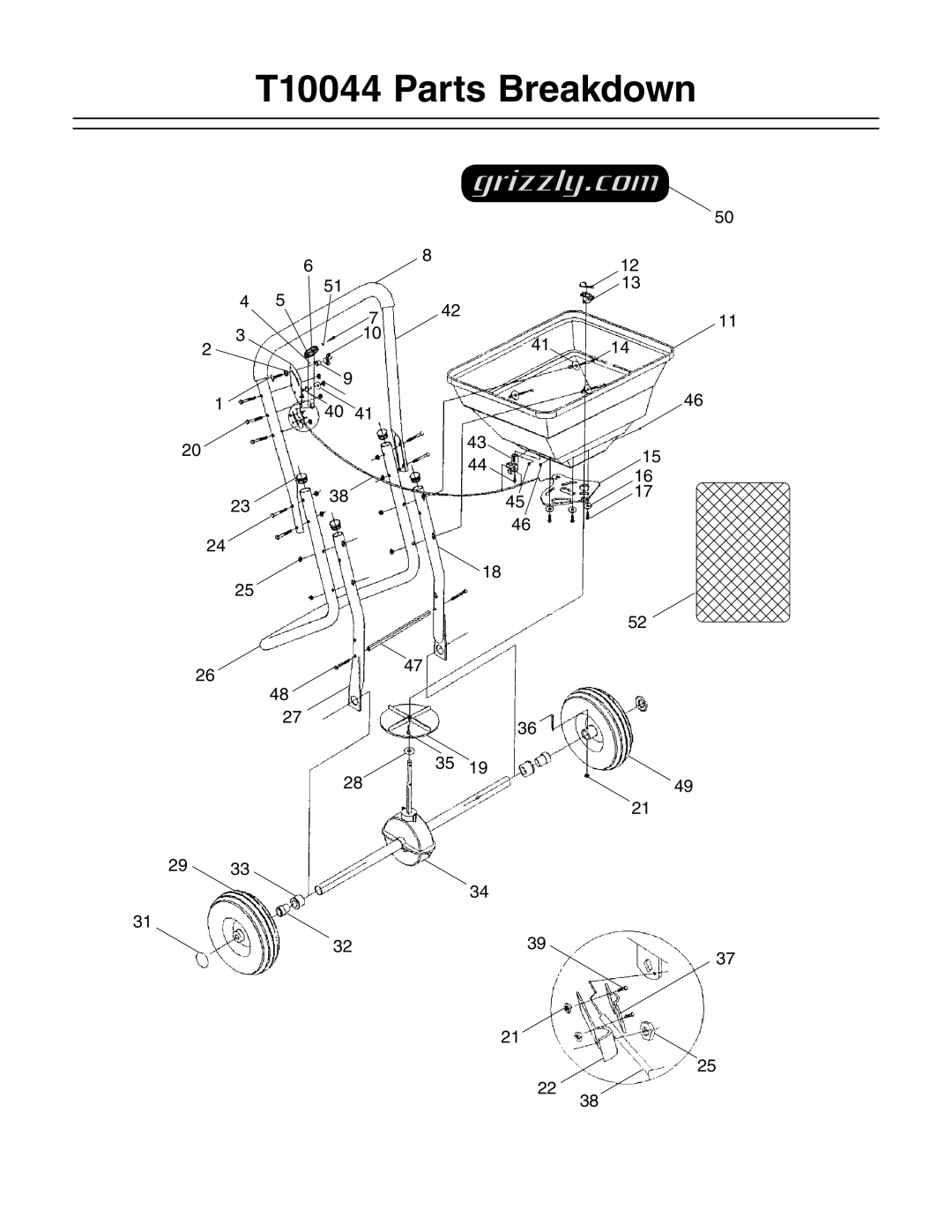 Grizzly instruction sheet T10044 Parts Breakdown 