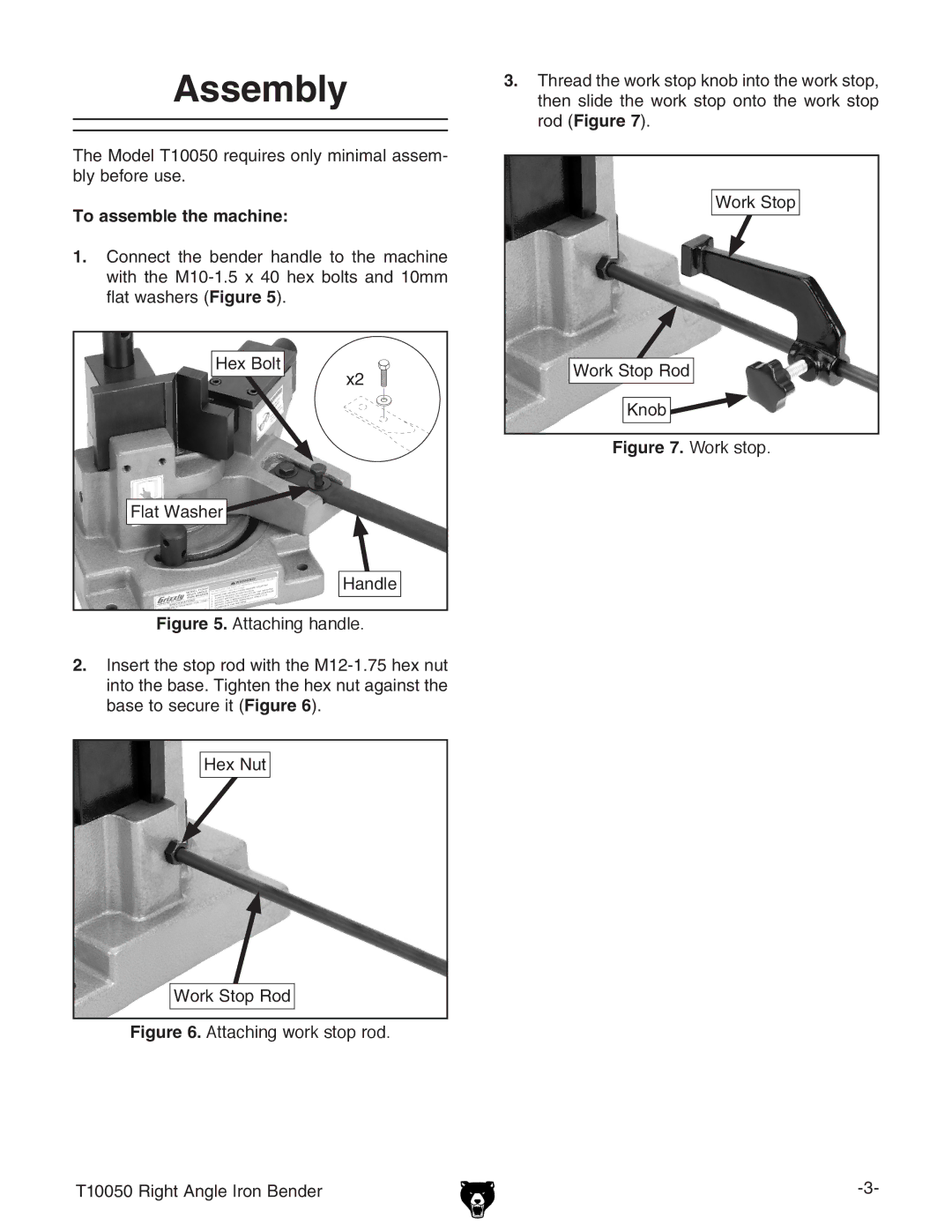 Grizzly T10050 specifications Assembly, To assemble the machine 