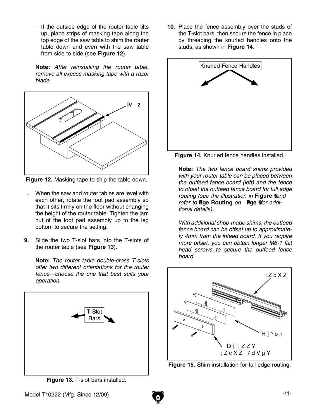 Grizzly T10222 owner manual Knurled fence handles installed 