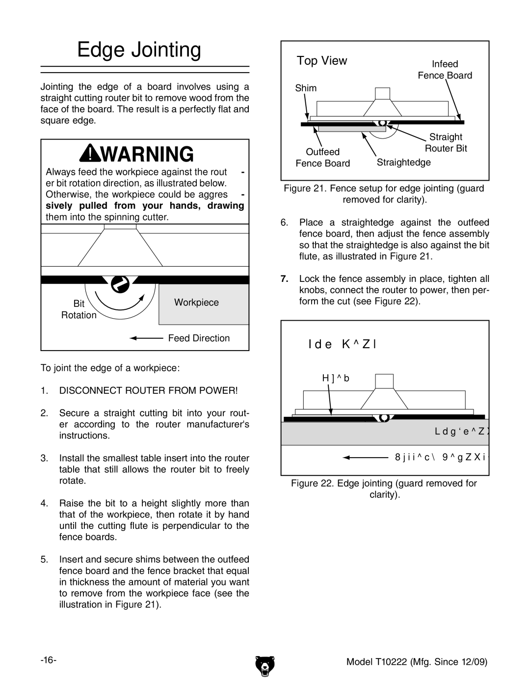 Grizzly T10222 owner manual Edge Jointing, To joint the edge of a workpiece 