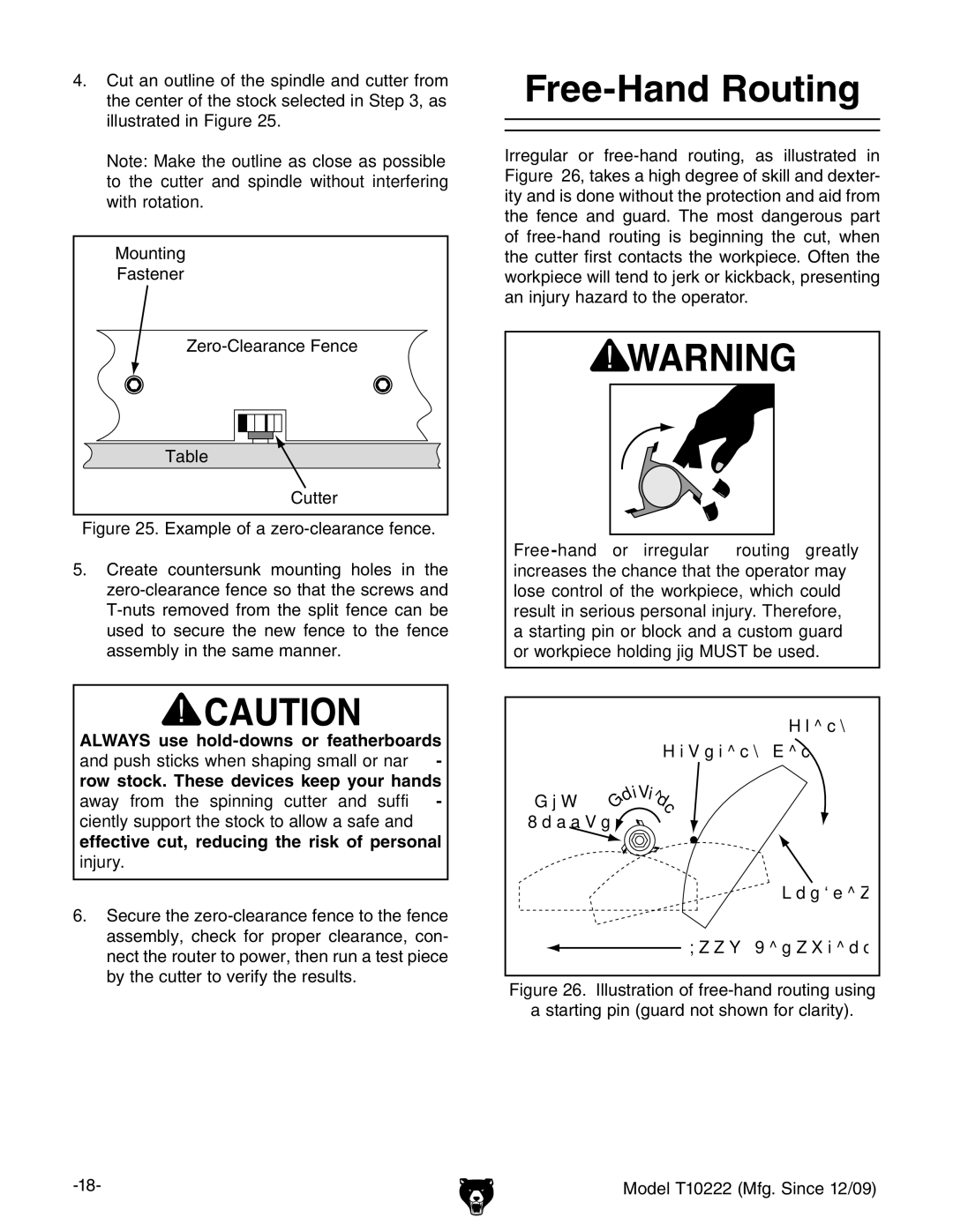 Grizzly T10222 owner manual Free-Hand Routing 