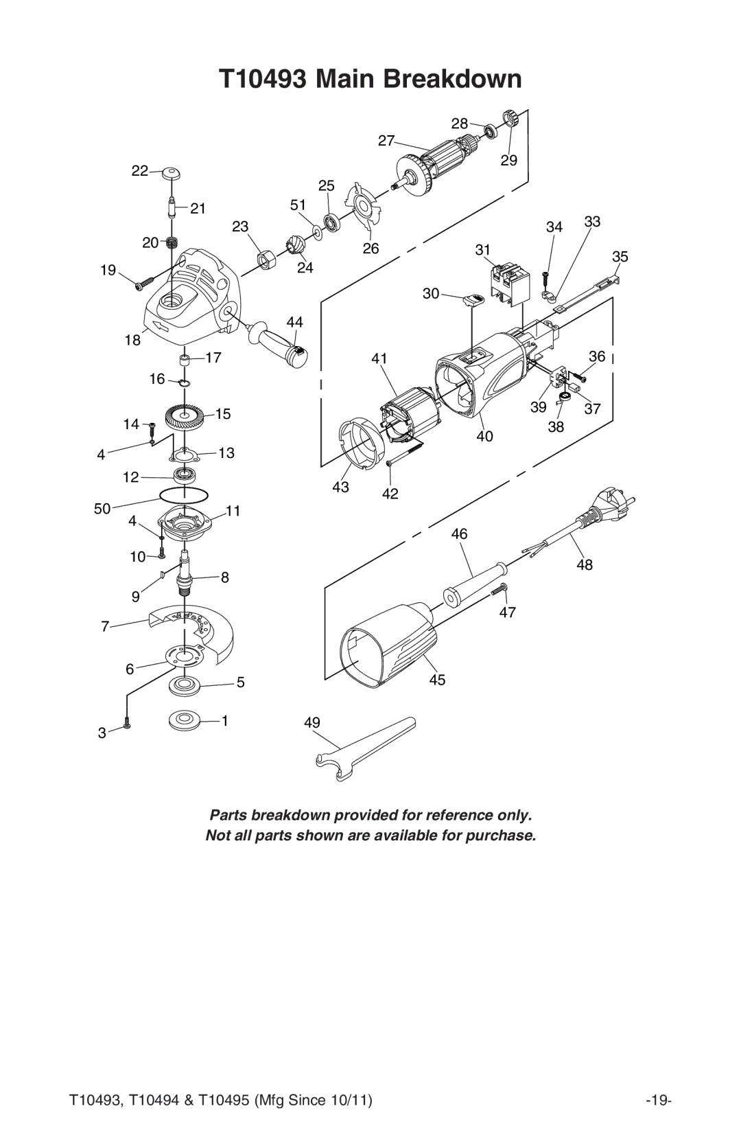 Grizzly t10493 owner manual T10493 Main Breakdown, 3135 