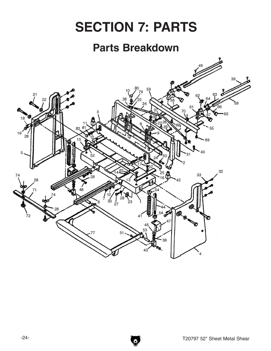 Grizzly T20797 owner manual Parts Breakdown 