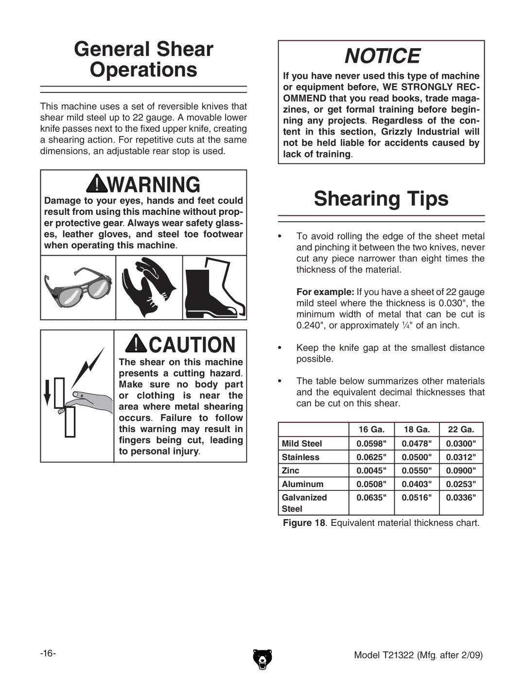 Grizzly T21322 General Shear Operations, Shearing Tips, ™ @ZZe iZ `cZ \Ve Vi iZ hbVaaZhi YhiVcXZ edhhWaZ# 