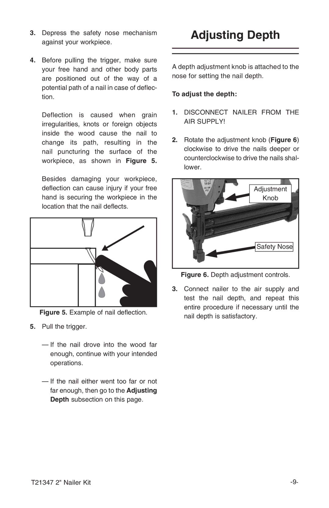 Grizzly T21347 owner manual Adjusting Depth, To adjust the depth 