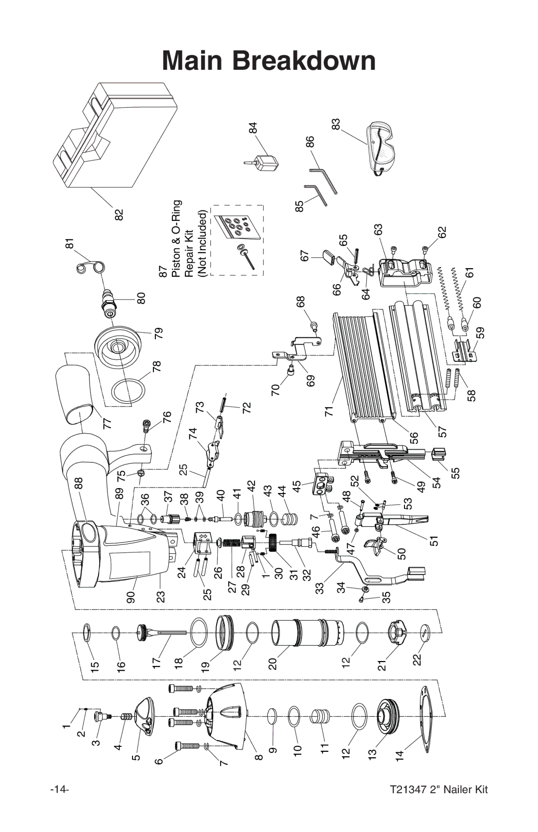 Grizzly T21347 owner manual Main Breakdown 