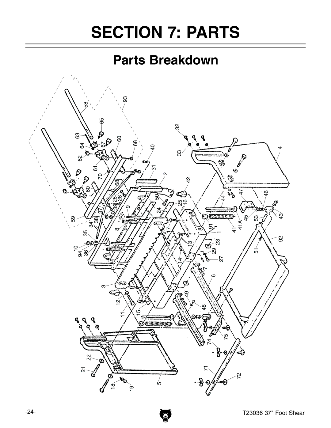 Grizzly T23036 owner manual Parts Breakdown 