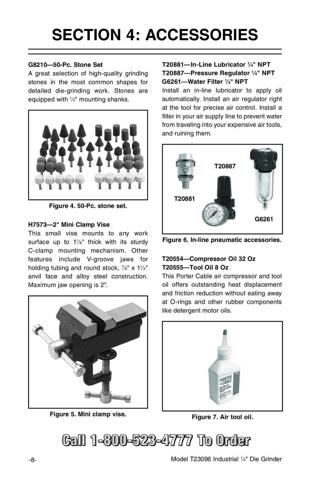 Grizzly T23096 owner manual Accessories, G8210-50-Pc. Stone Set, T20887 T20881 G6261 