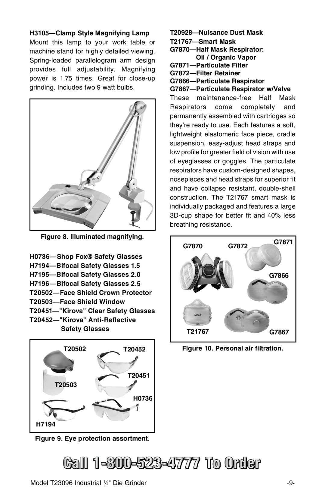 Grizzly T23096 owner manual H3105-Clamp Style Magnifying Lamp, G7870 G7872 G7871 G7866 T21767G7867 